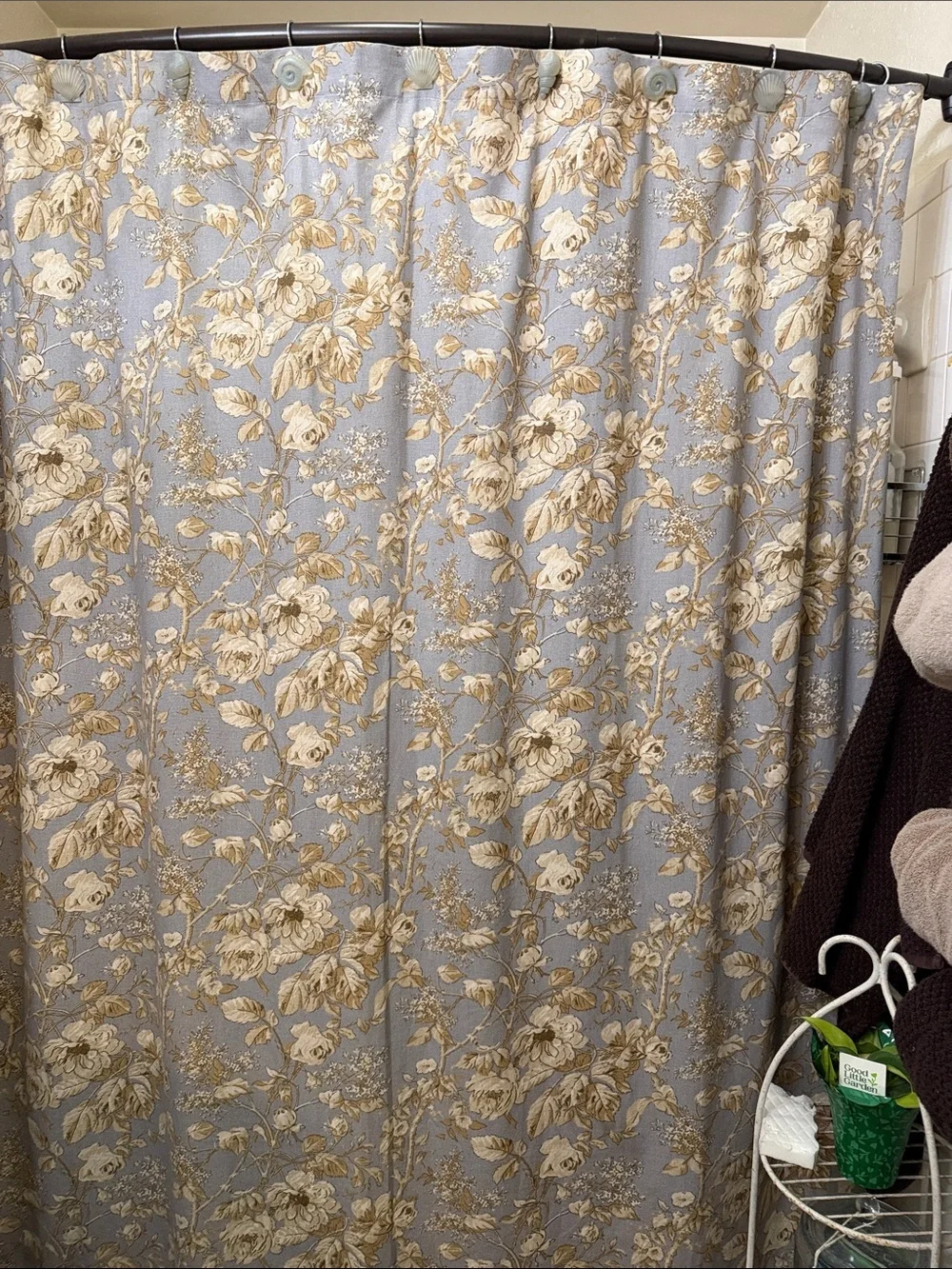 Ralph Lauren blue and tan Floral Shower Curtain
